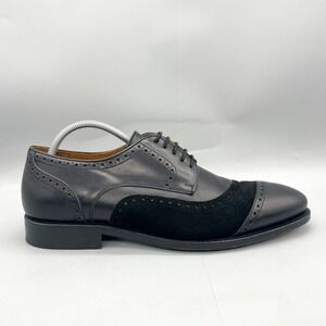 Taft Mens 44 11 Gladiator‎ Oxford Shoes Black Suede Leather Lace Up Derby Dress